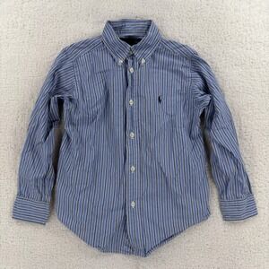 Ralph Lauren Shirt Boys 5 Blue Stripe Button Down Long Sleeve Dress Casual